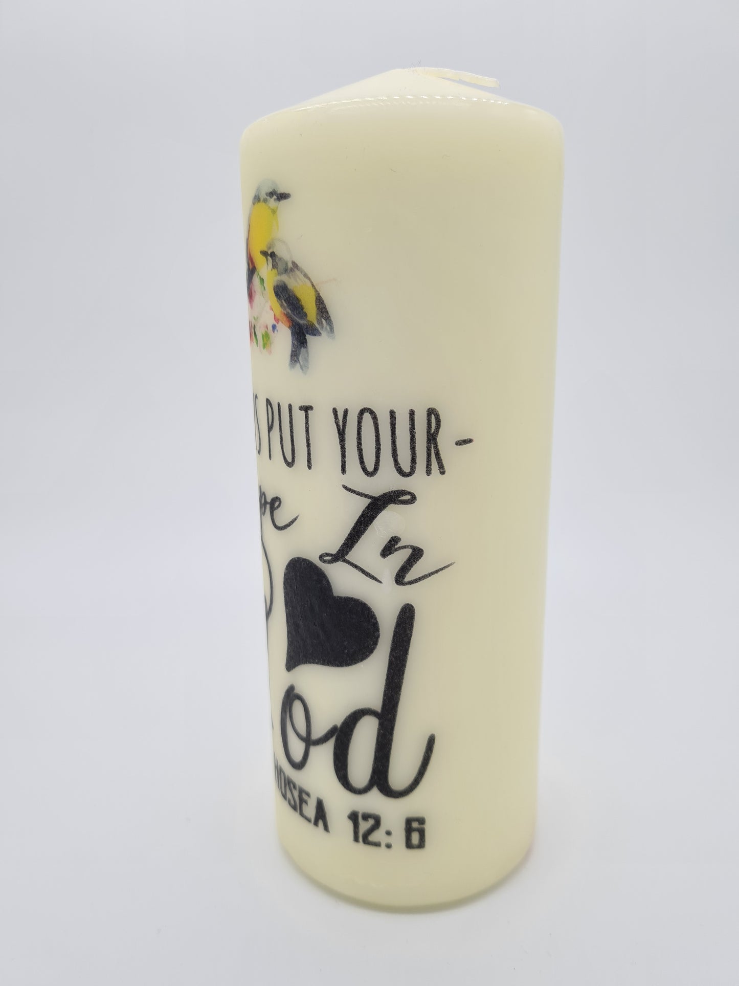 Decorative Pillar Candle || Bible Verse: Hope In God || Unique Gift || Home Décor || Various Sizes Available