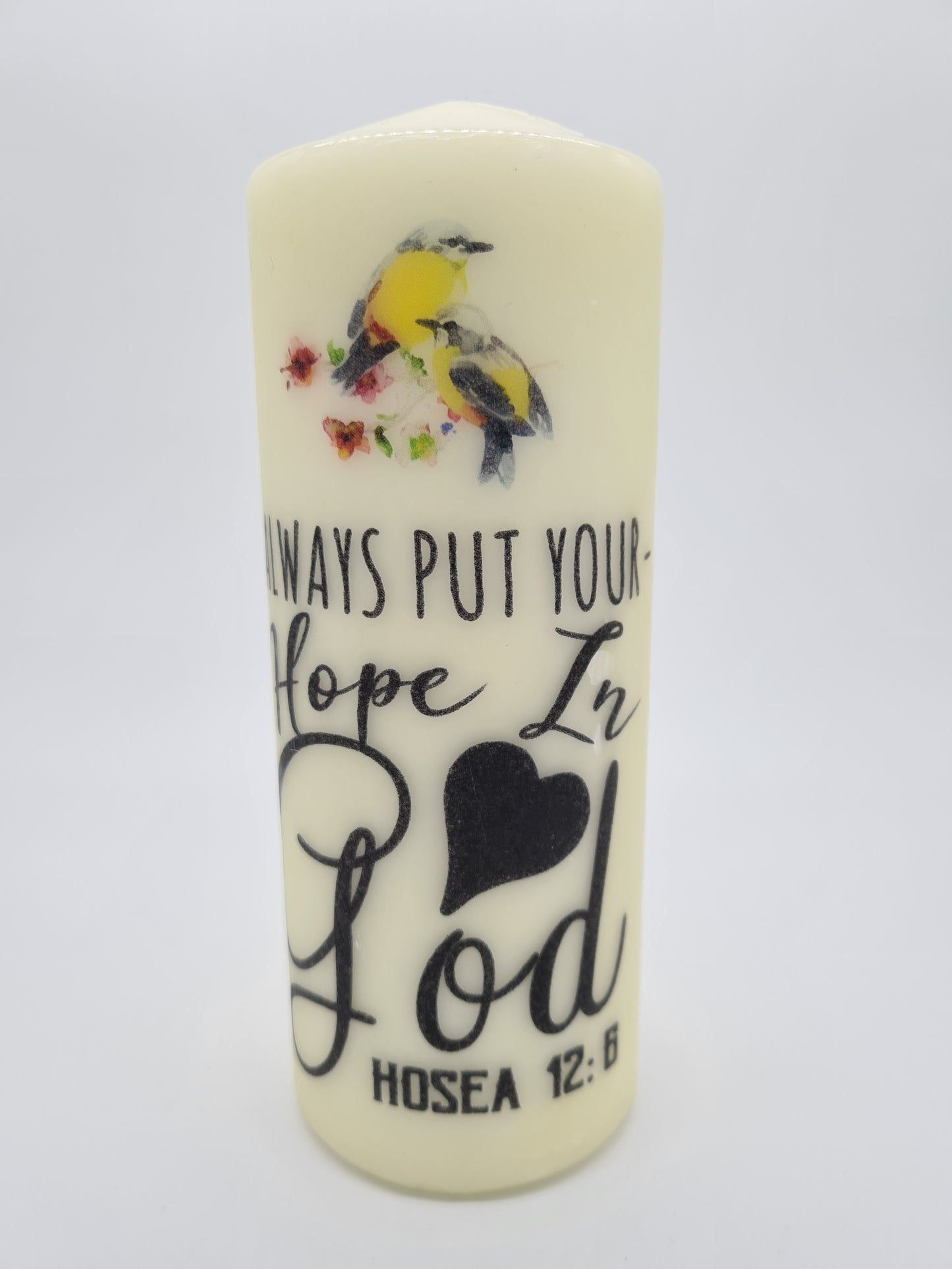 Decorative Pillar Candle || Bible Verse: Hope In God || Unique Gift || Home Décor || Various Sizes Available