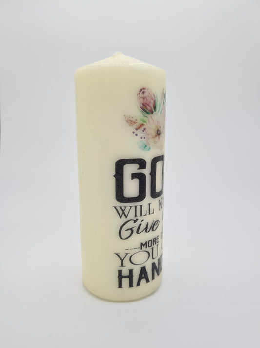 Decorative Pillar Candle || Bible Verse: God Handle || Unique Gift || Home Décor || Various Sizes Available