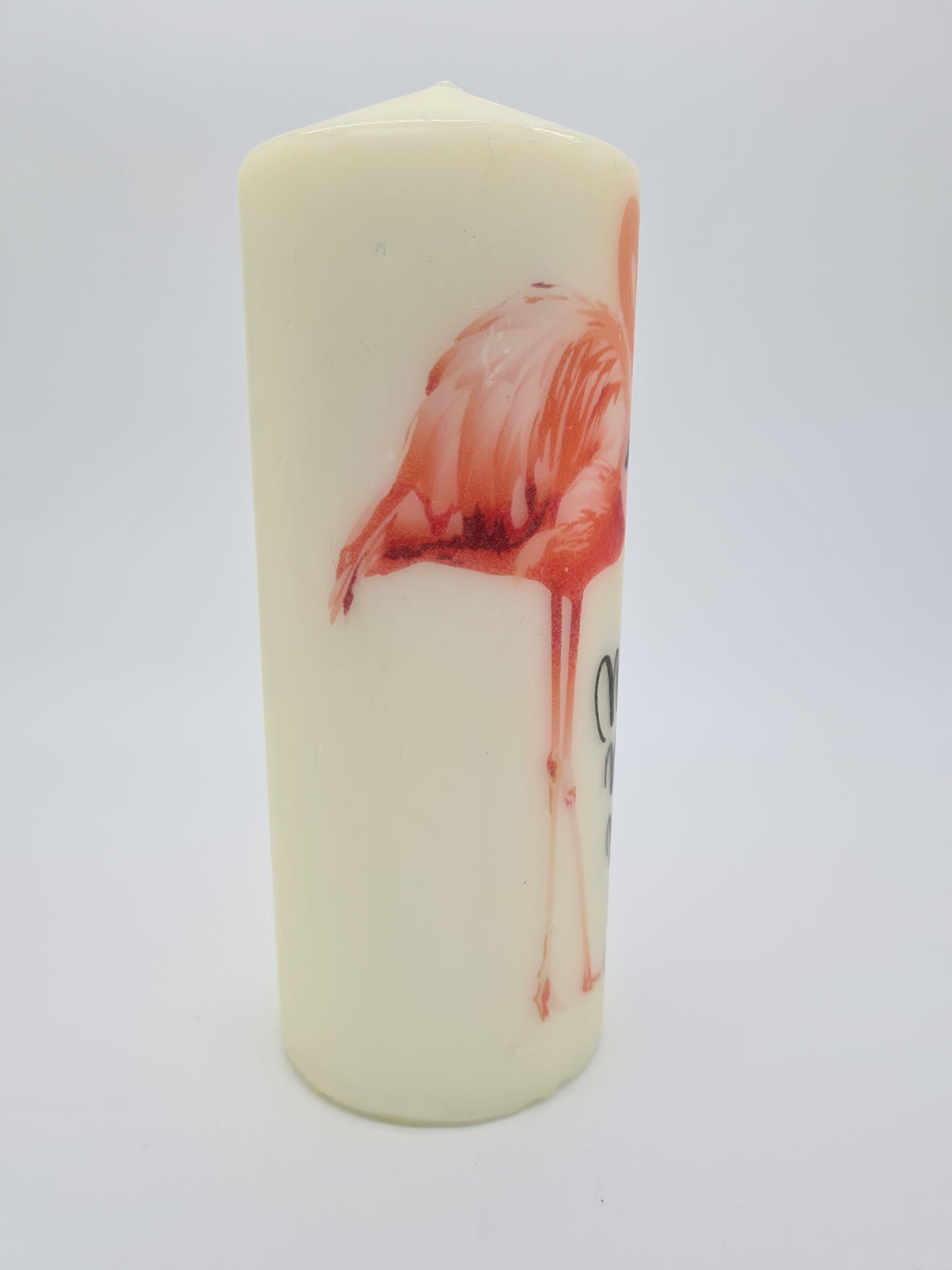 Decorative Pillar Candle || Pink Flamingo - Never Give Up || Unique Gift || Home Décor || Various Sizes Available